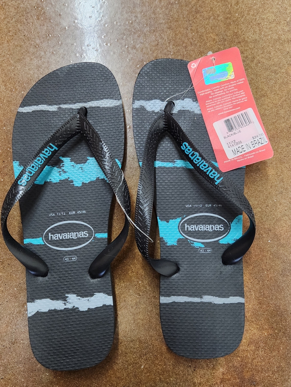 Havaianas Men's Black & Teal Flip Flops